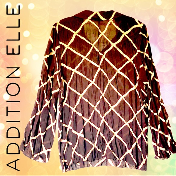 Addition Elle Stylish Brown & Beige V-Neck Blouse - Picture 2 of 10